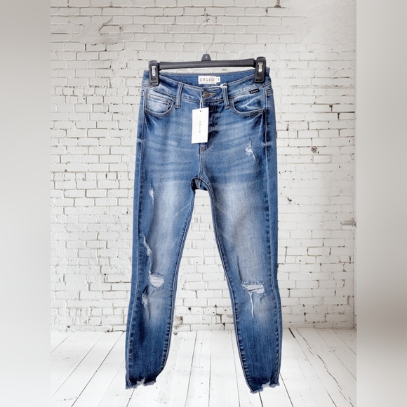Cello Denim - Cello Blue Distressed Women's Jeans Size 1 - New With Tags